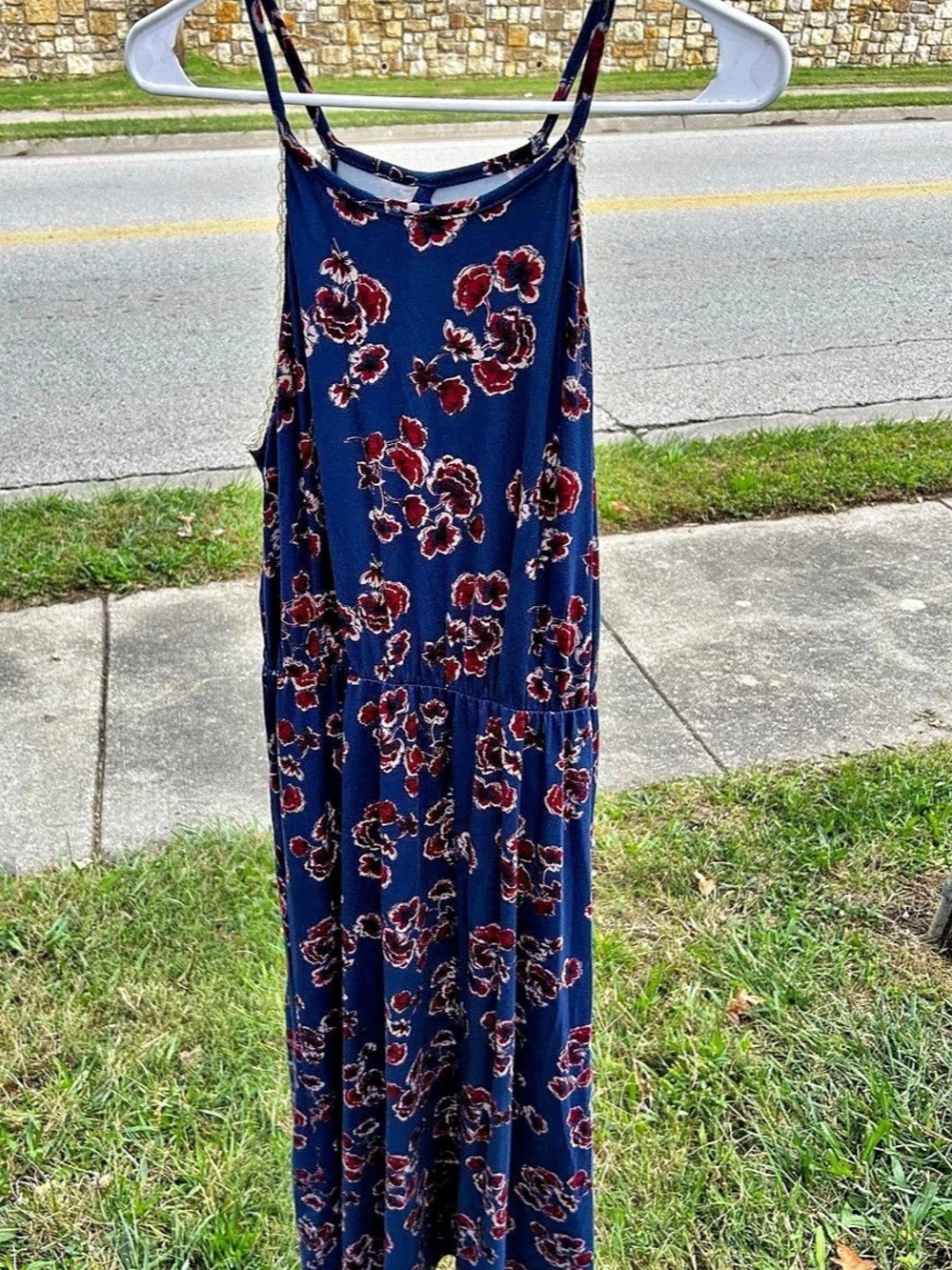French Grey Floral Maxi Dress